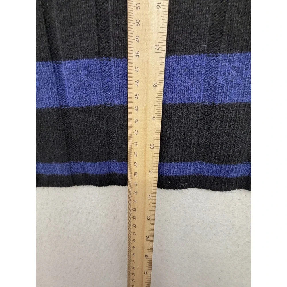 Madewell Recycled Cashmere Wool Blend Striped Mock Neck Sweater Black Blue M